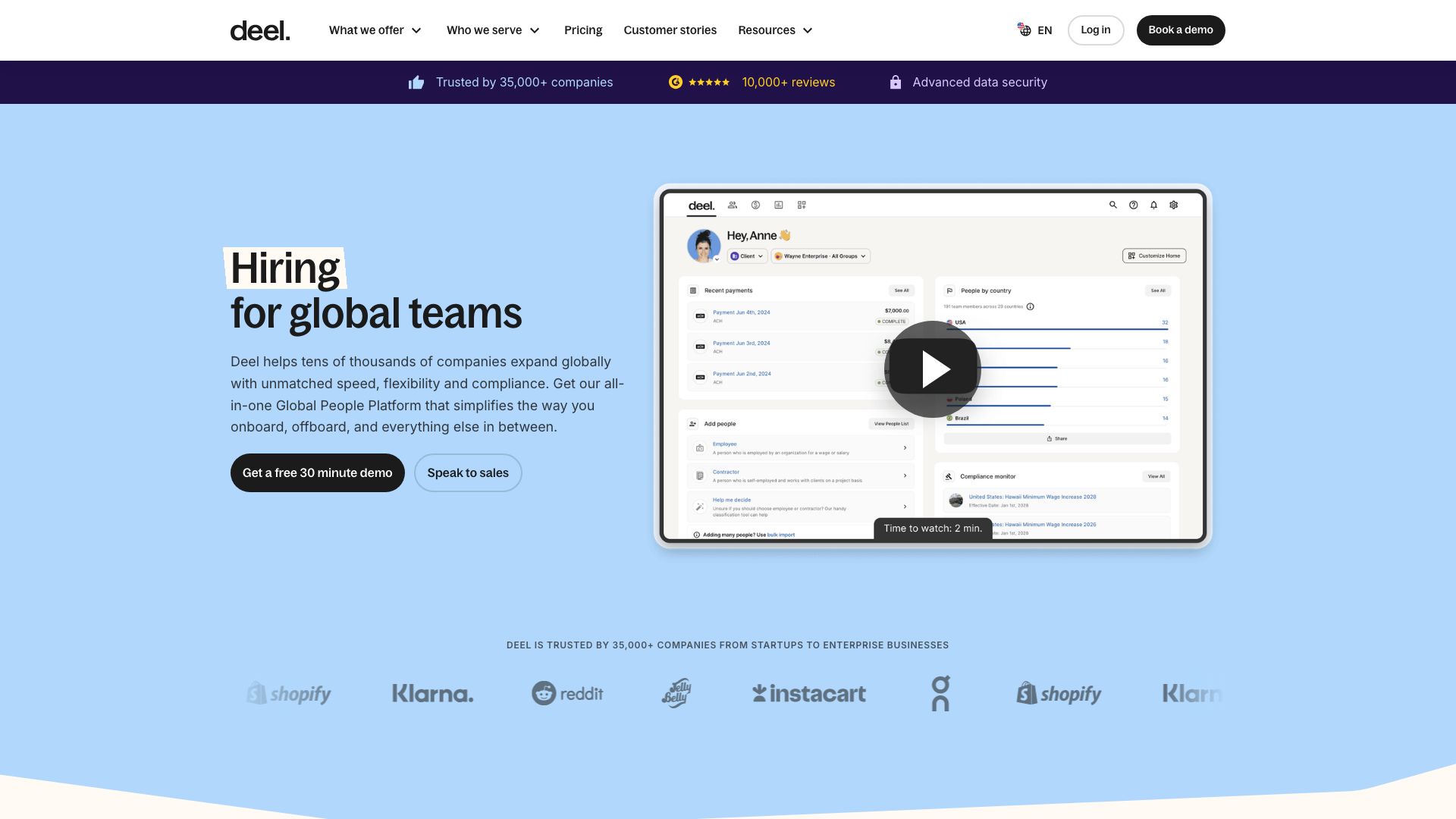Screenshot of Deel: Global Payroll & Compliance Platform