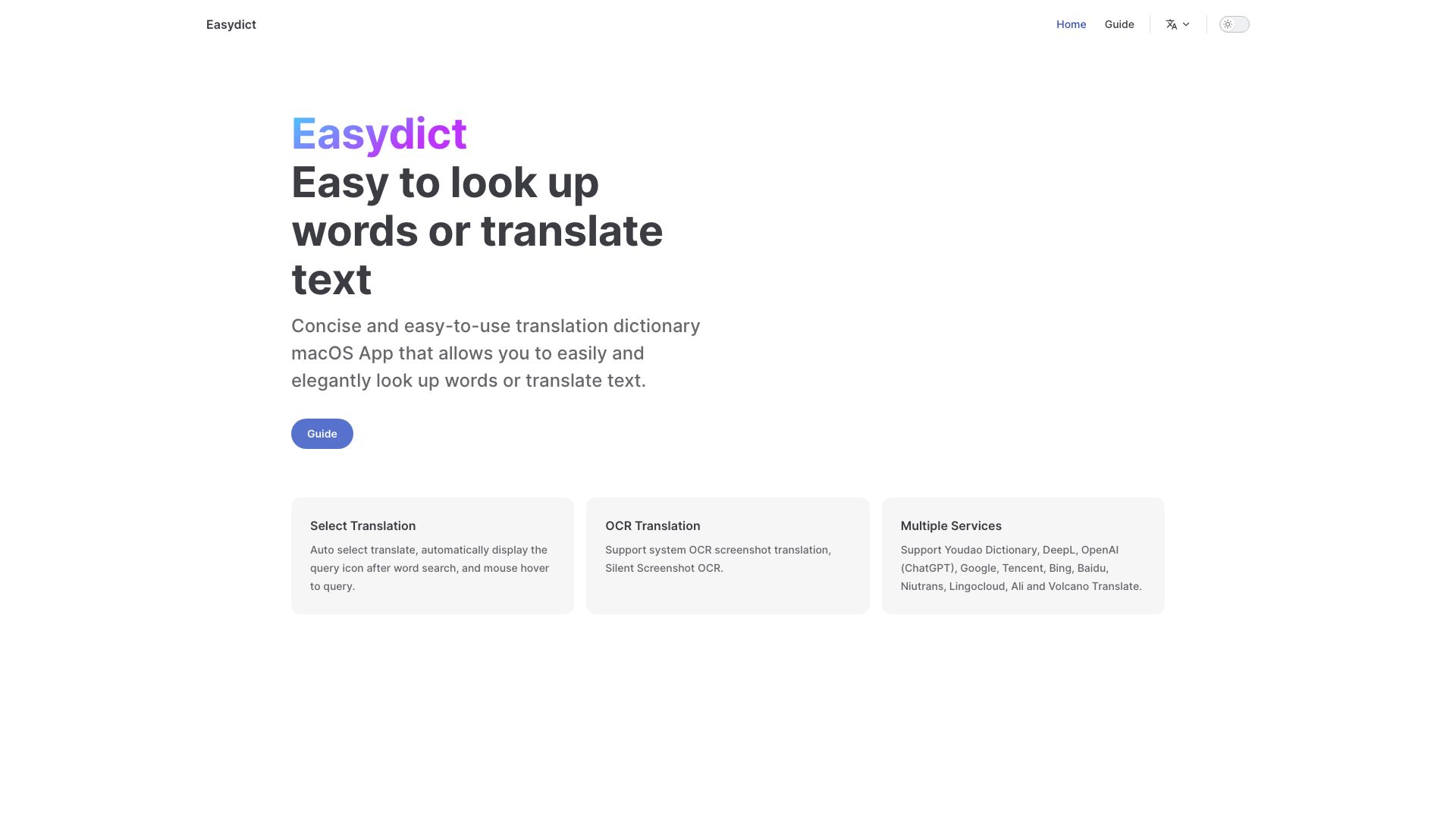 Screenshot of EasyDict: Your Intuitive Dictionary and Translator