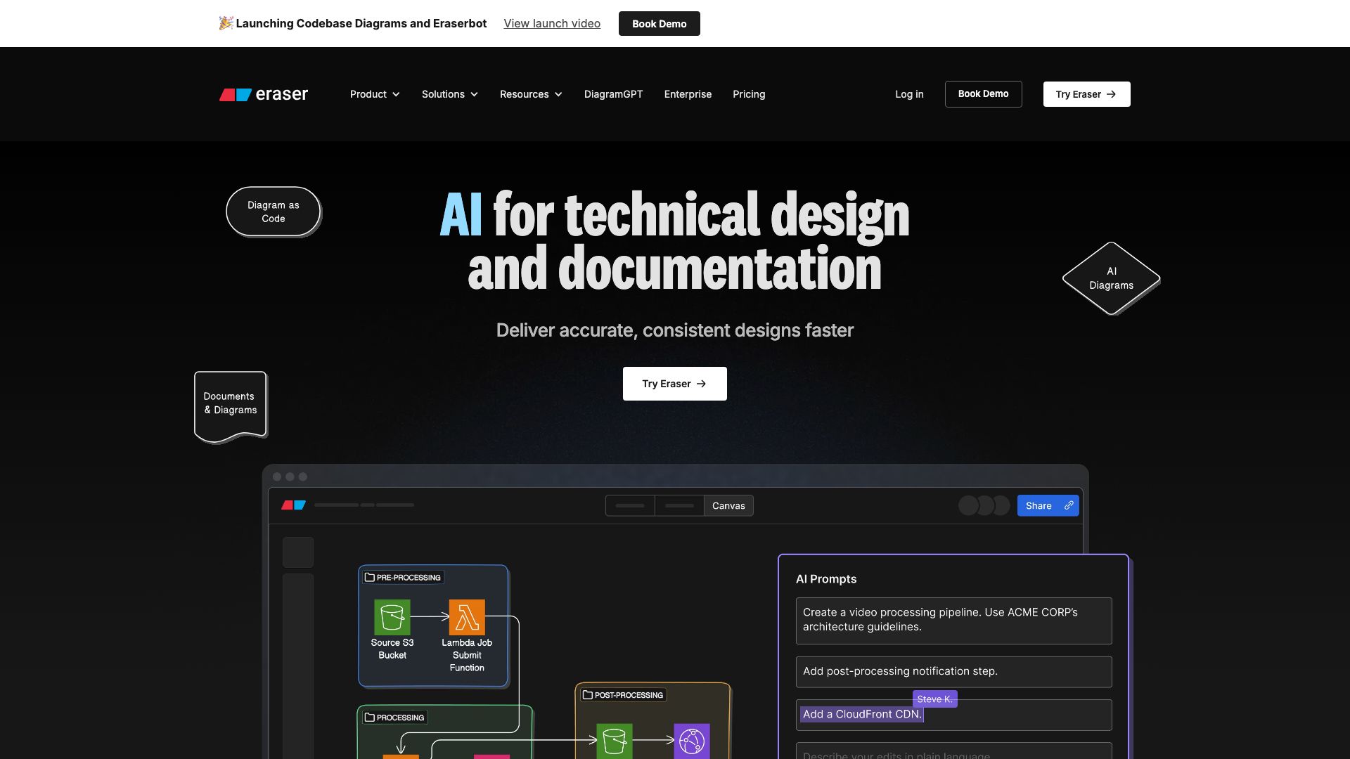Screenshot of Eraser.io: Visualize and Document Your Architecture