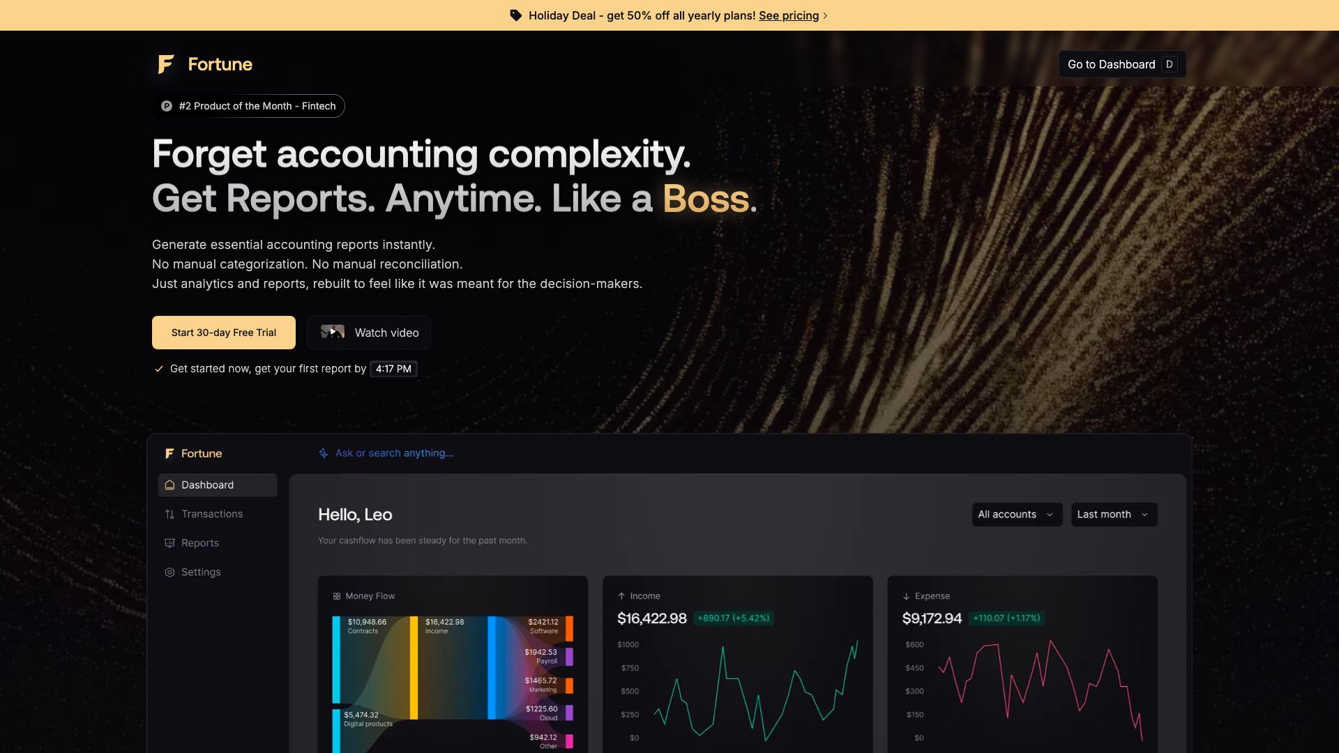 Screenshot of Fortune: Your AI-Powered Financial Co-pilot