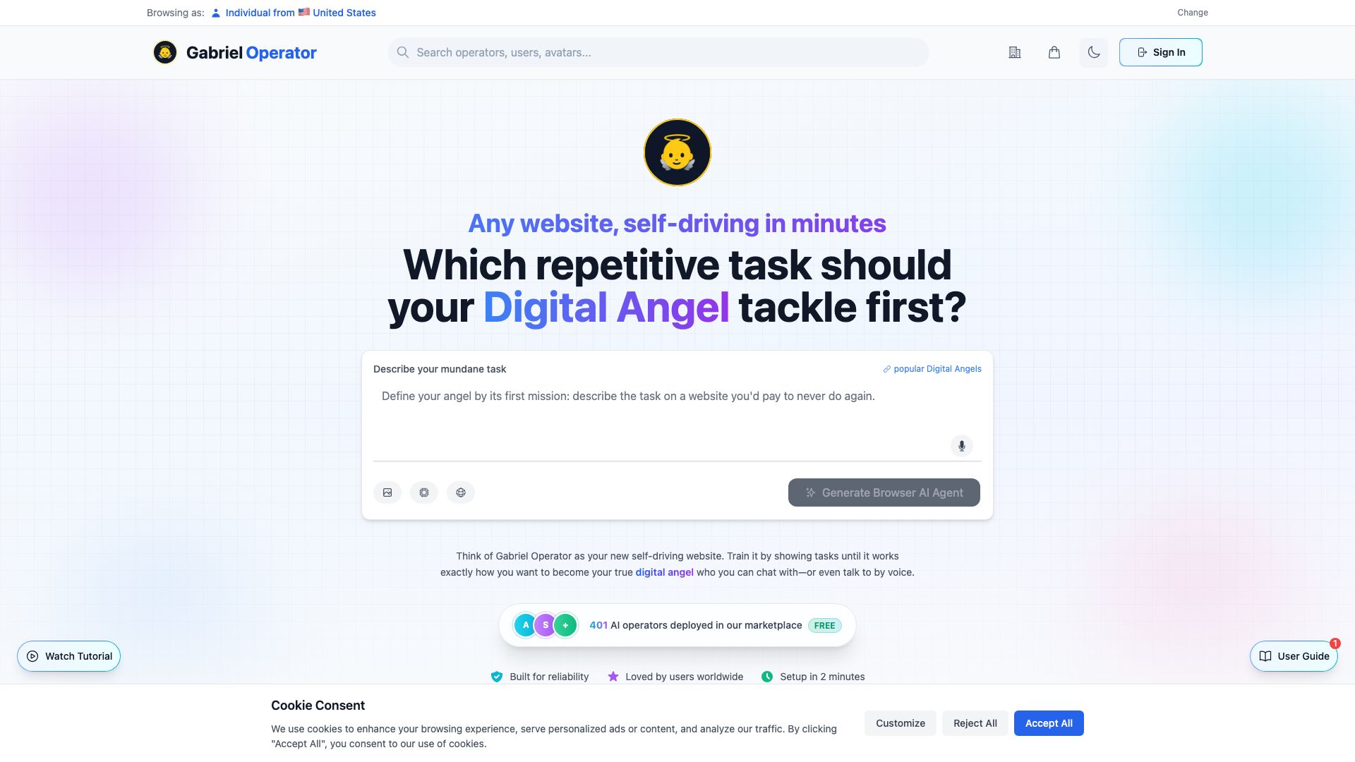 Screenshot of Gabriel Operator: AI for Small Business Growth