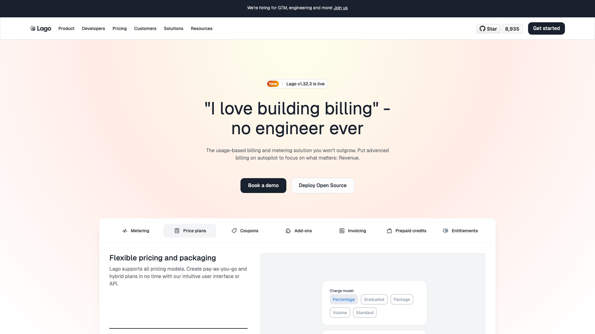 Screenshot of Lago: Usage-Based Billing & Metering for SaaS