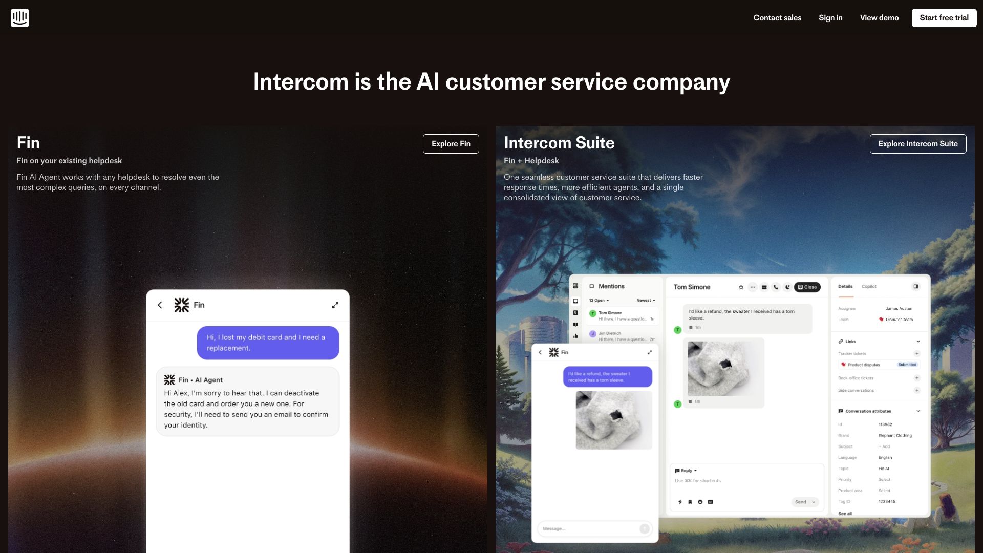 Screenshot of Intercom