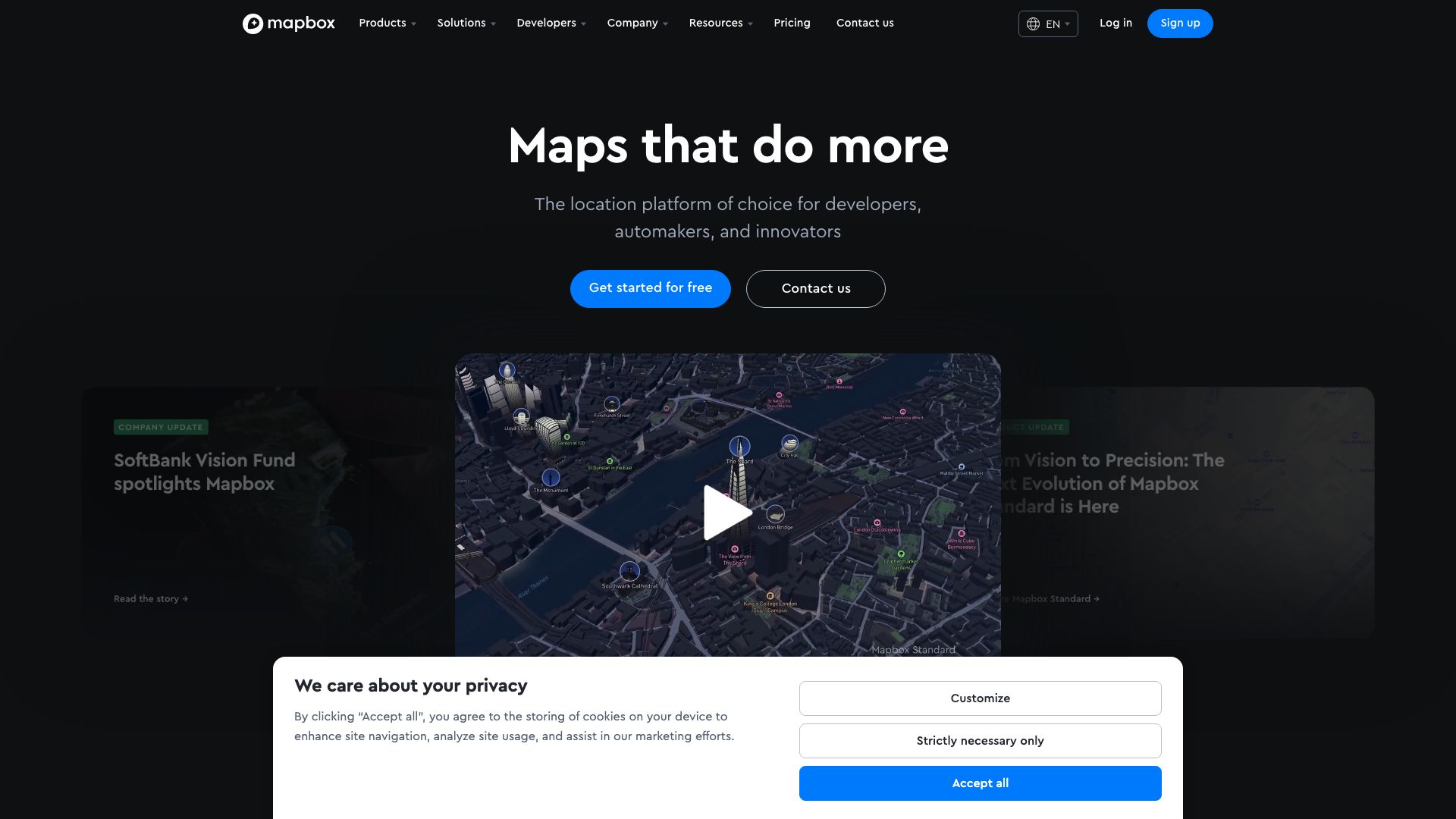 Screenshot of Mapbox: Build with Maps