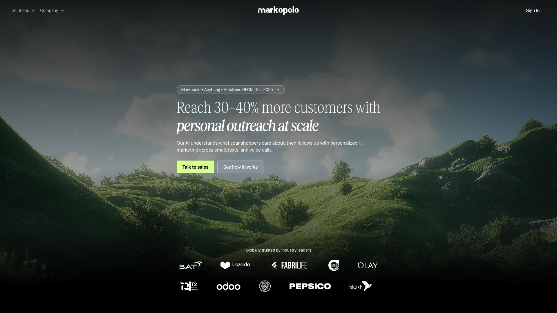 Screenshot of Markopolo.ai: AI-Powered Social Media Marketing