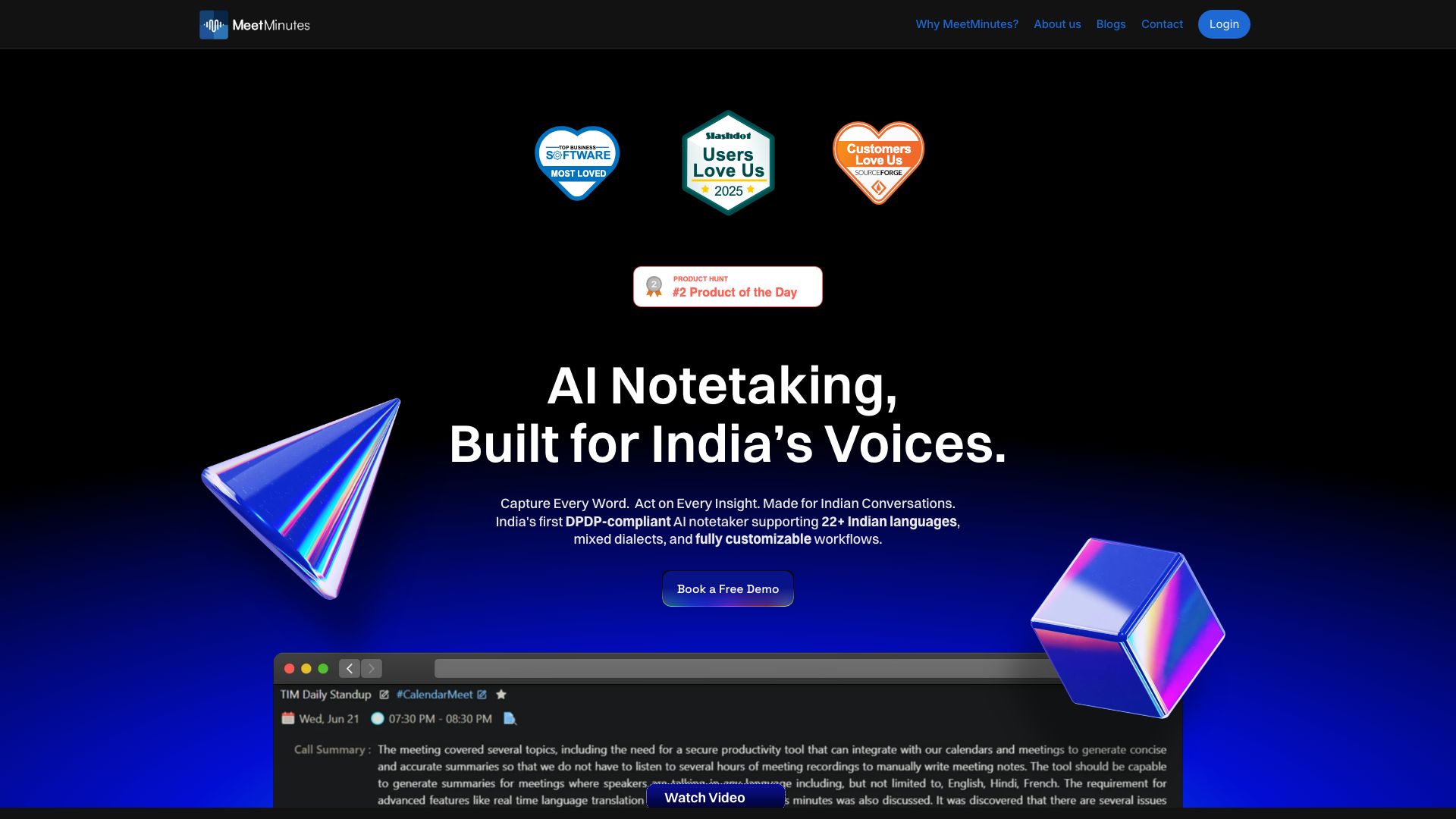 Screenshot of MeetMinutes