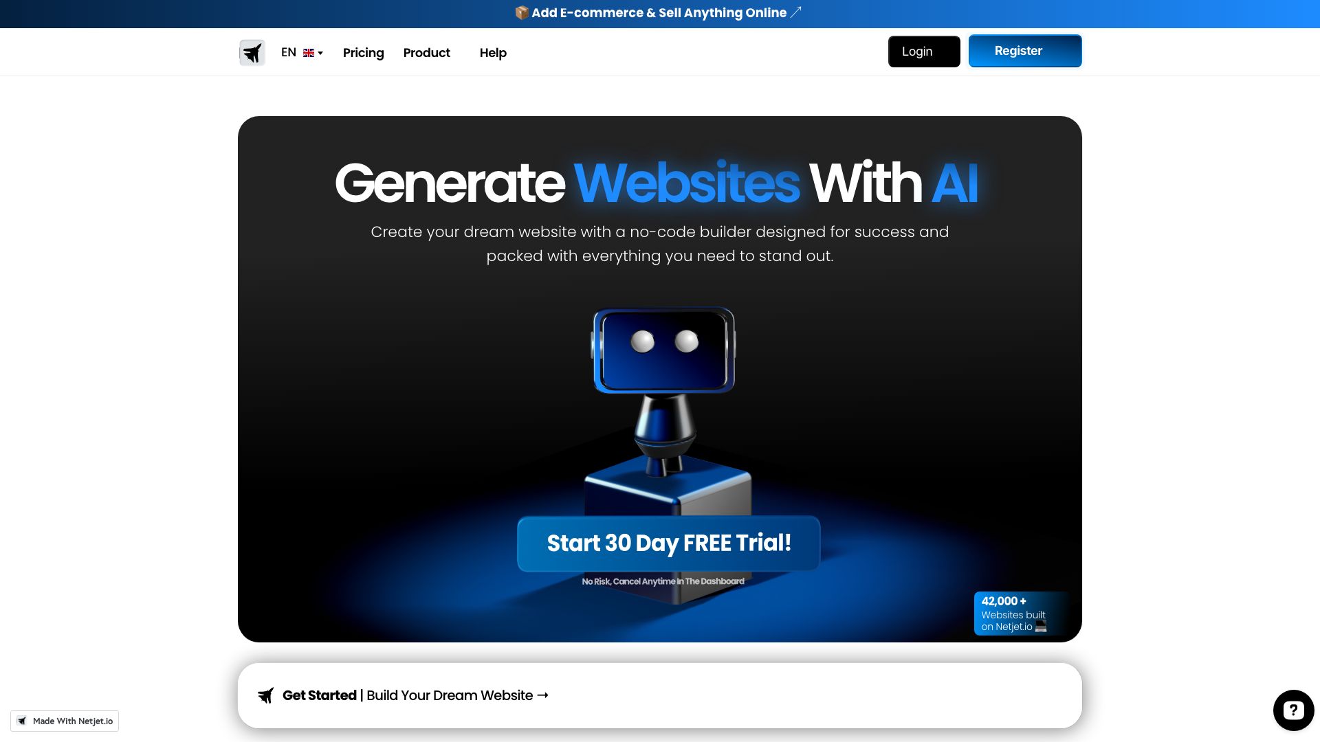 Screenshot of Netjet.io: Modern Network Infrastructure