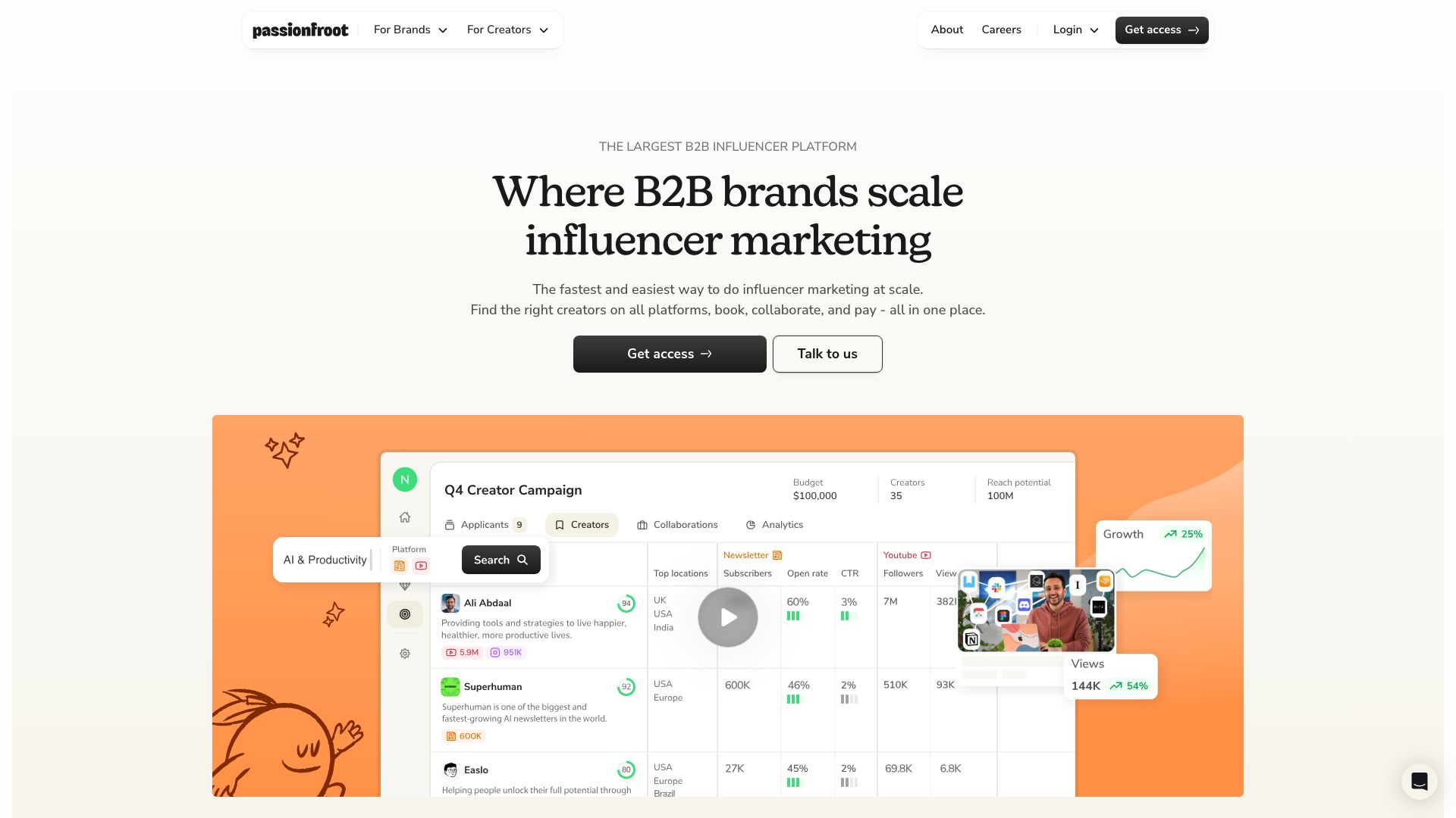 Screenshot of Passionfroot: Elevate Your Creator Business