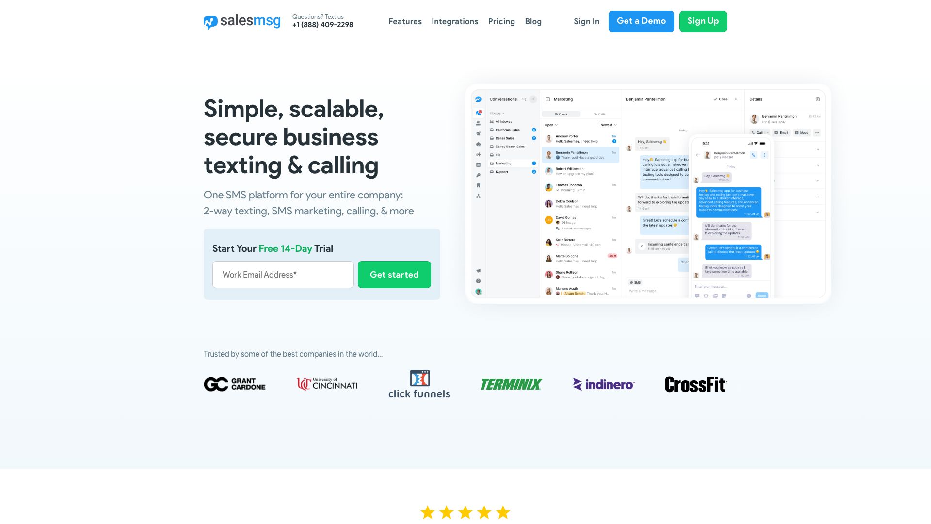 Screenshot of SalesMessage.com: Elevate Your Outreach