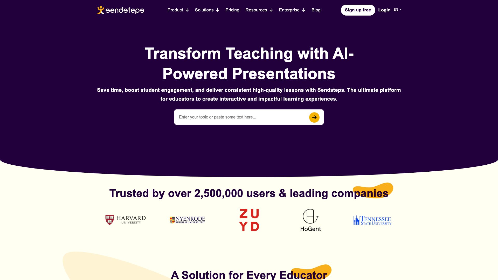 Screenshot of Sendsteps: Interactive Presentations & Webinars