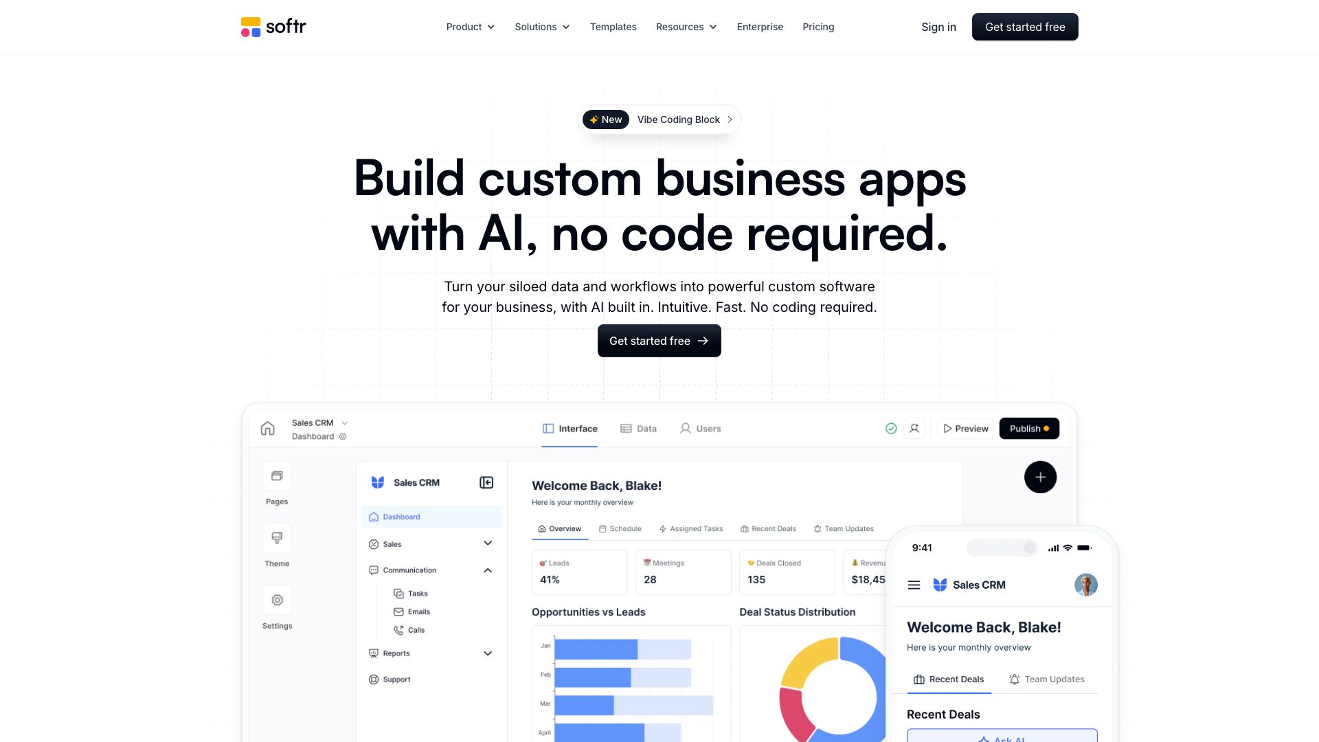 Screenshot of Softr.io: Build Custom Web Apps Without Code