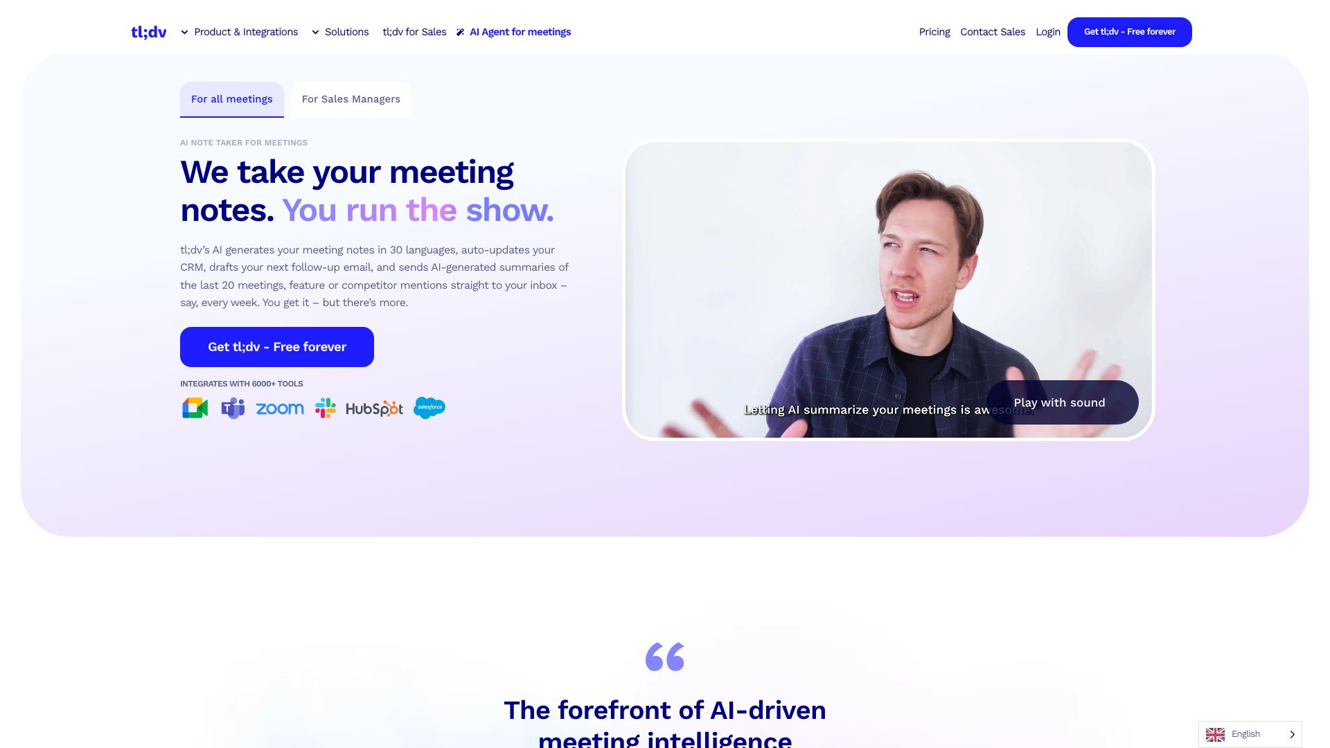 Screenshot of TLDV: AI Meeting Assistant