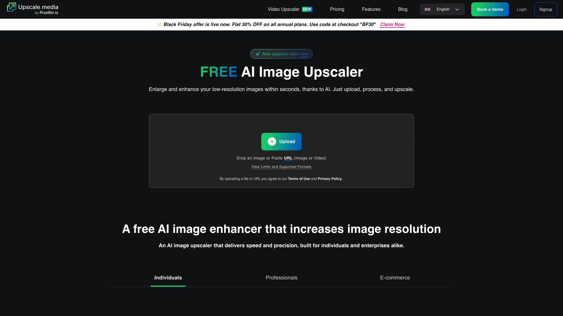 Screenshot of Upscale.media: AI-Powered Image Enhancement