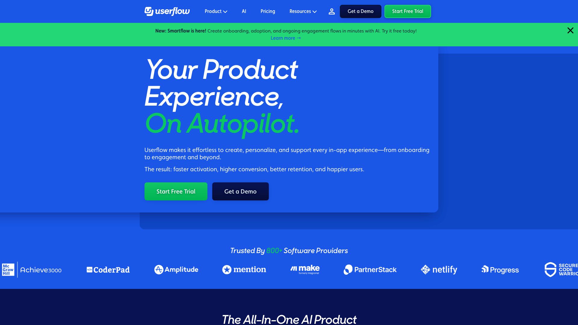 Screenshot of Userflow: Streamline User Onboarding and Product Adoption