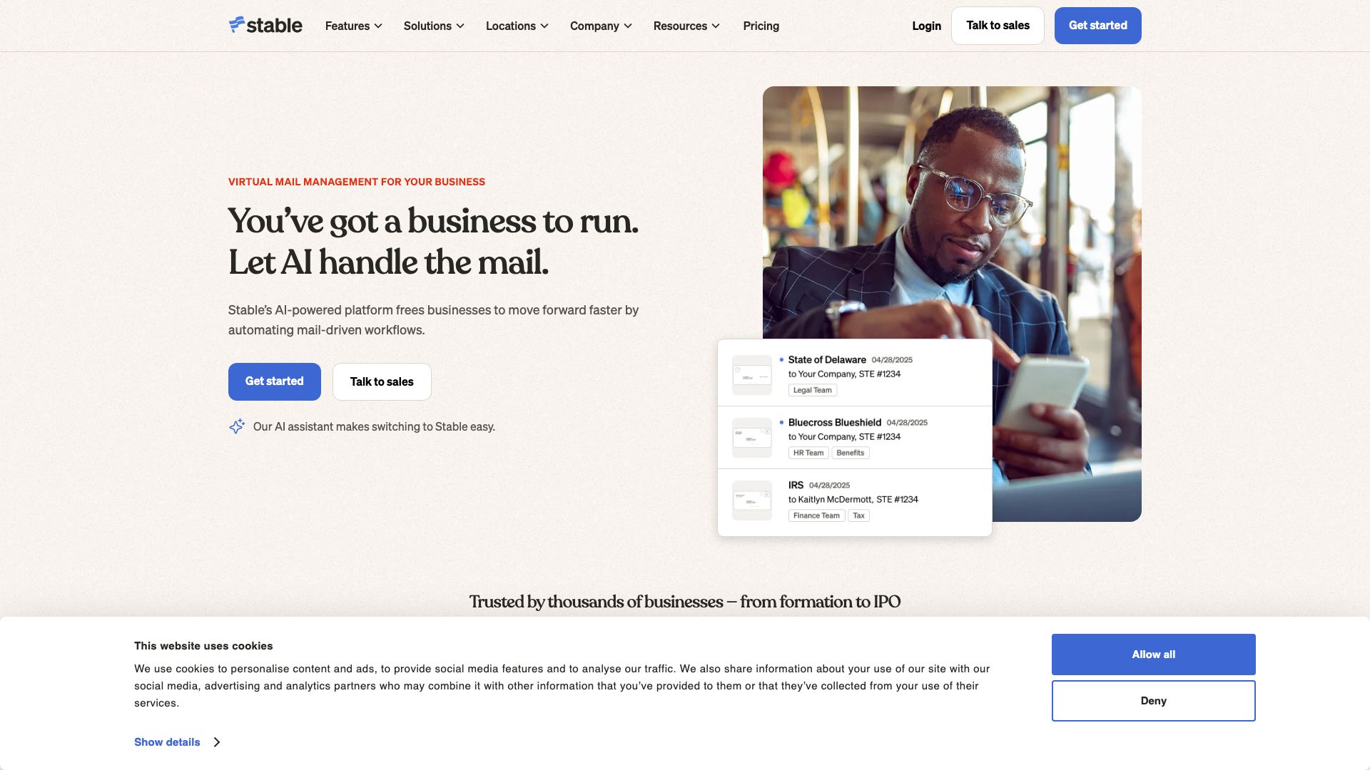 Screenshot of USestable: Your Source for Stable Businesses