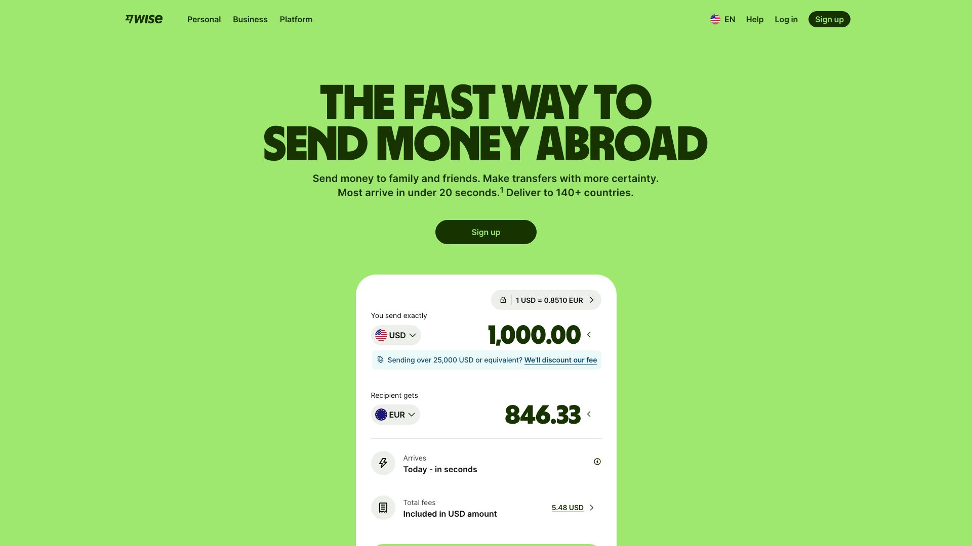 Screenshot of Wise (formerly TransferWise)