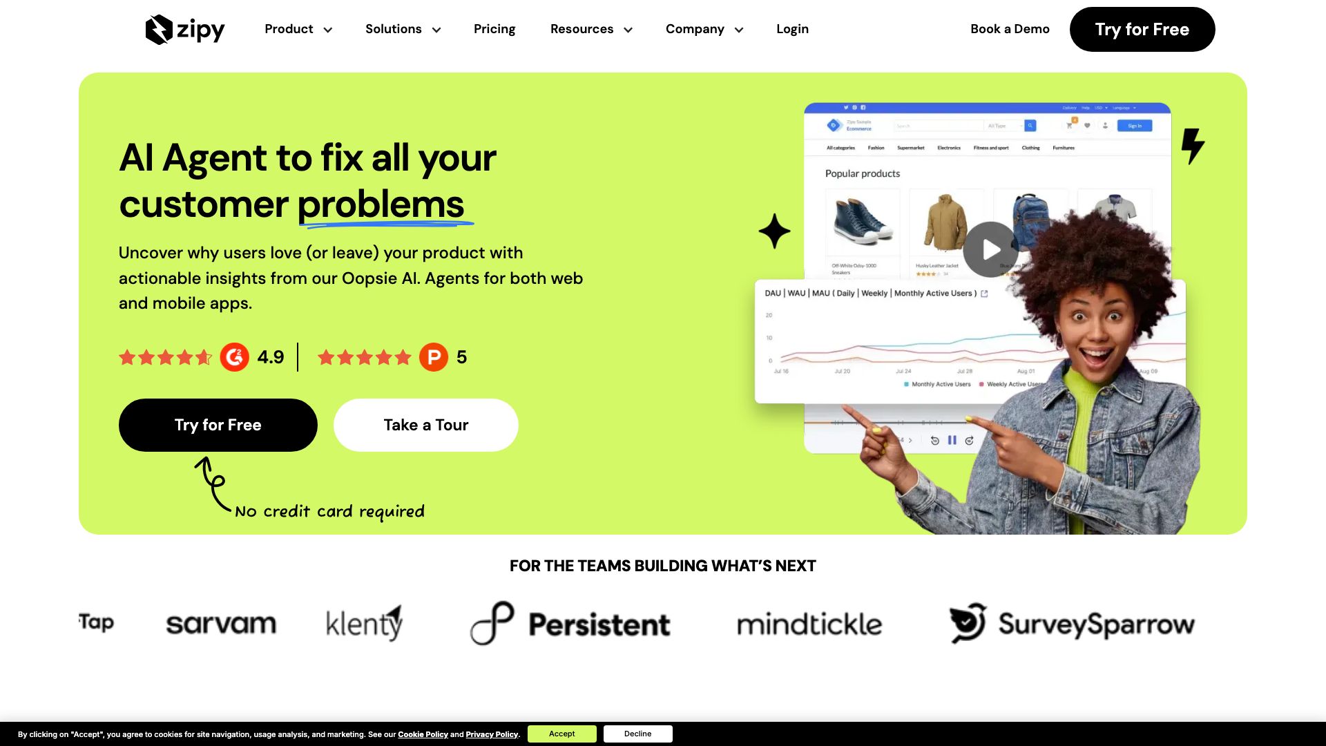 Screenshot of Zipy.ai: Intelligent Observability for Modern Applications