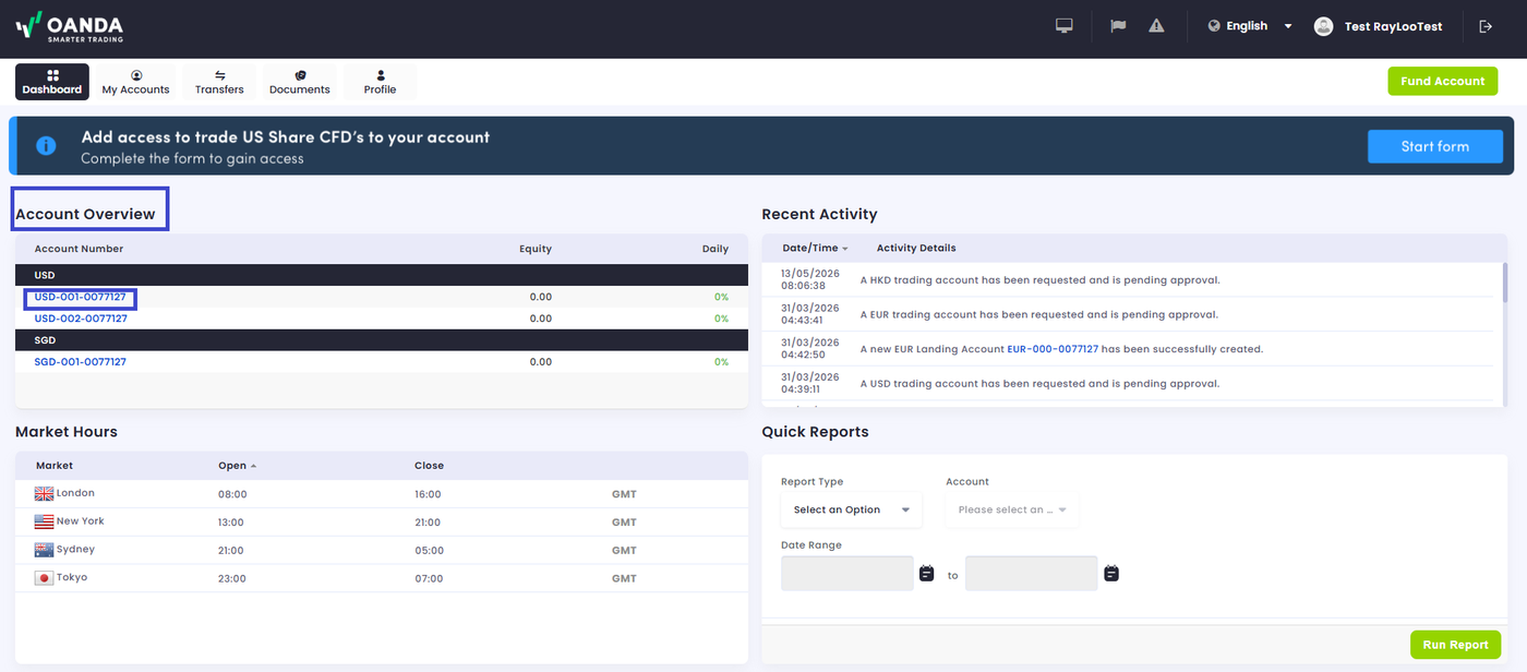 OANDA OGM Current Desk Account Overview