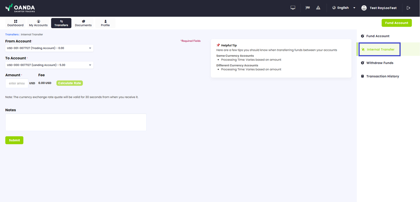 OANDA OGM Current Desk Internal Transfer