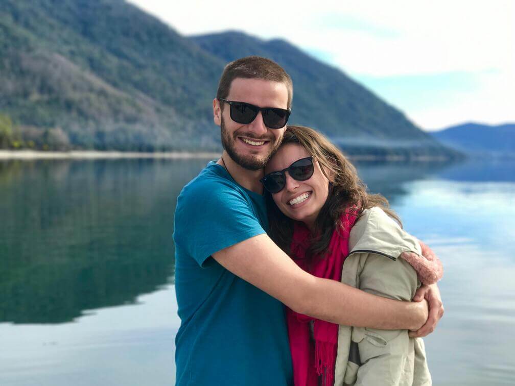 couple in front on a mountain