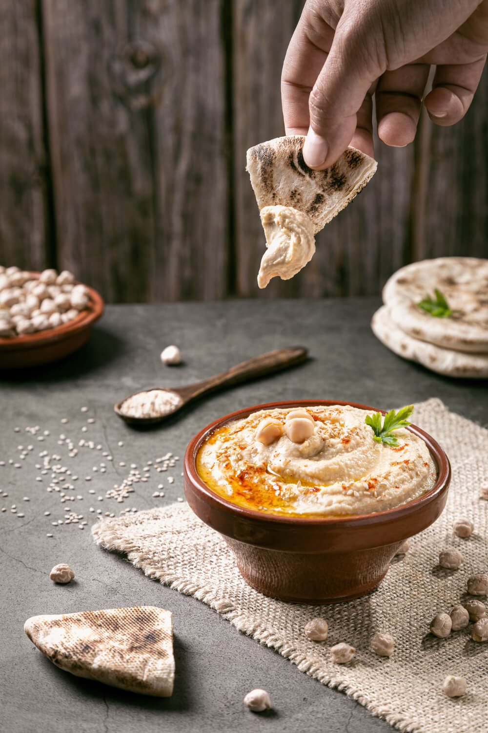 A playful dive into a bowl full of rich and creamy gravy.