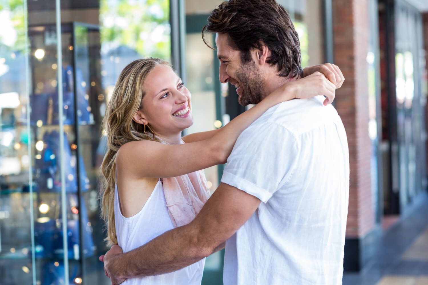 Couple showing affection through physical touch