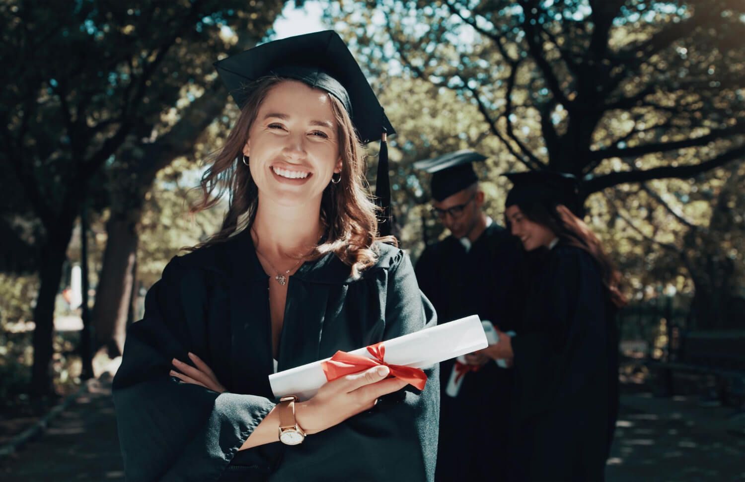 Graduate practicing wearing the graduation cap