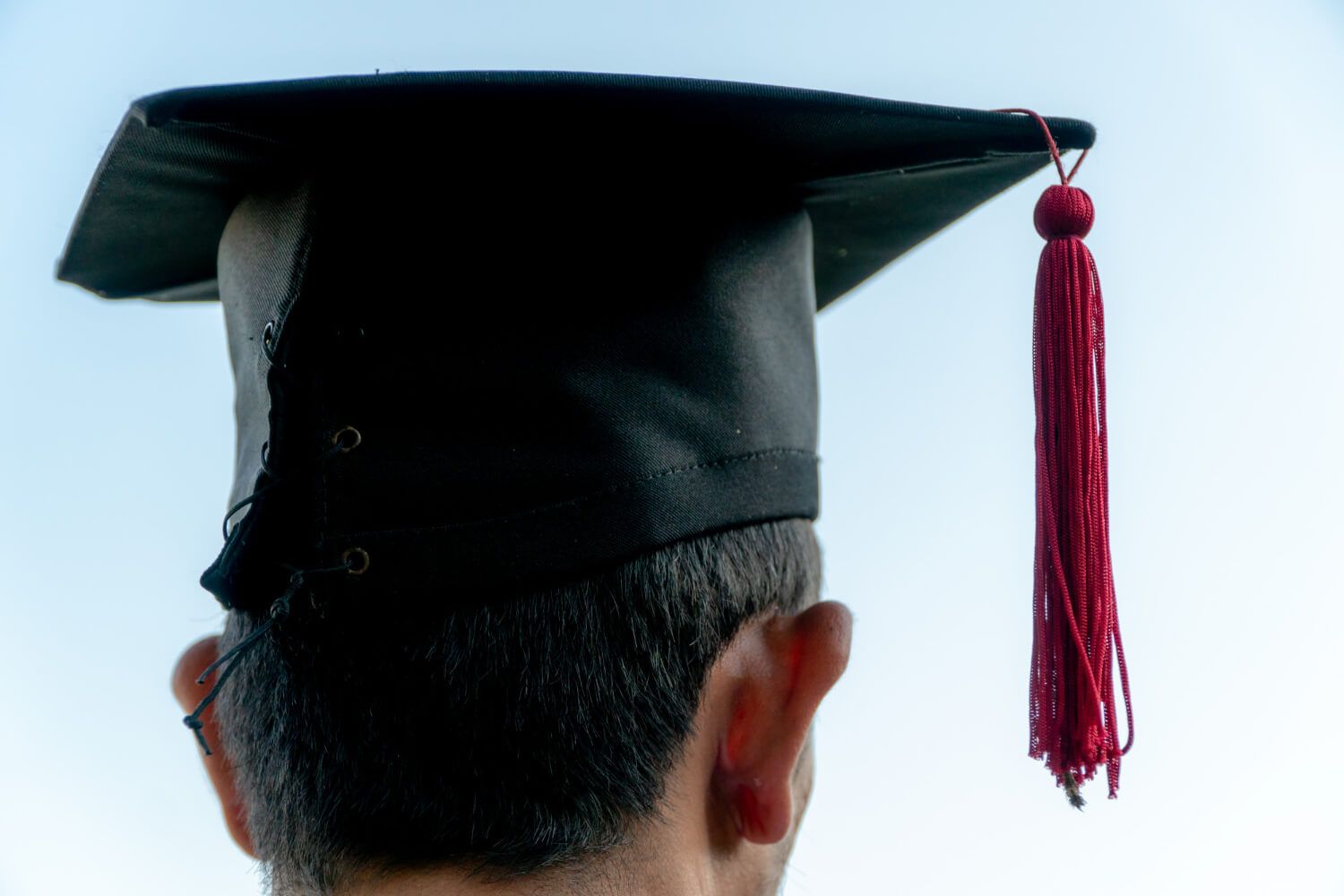 Graduation cap being worn by a graduate