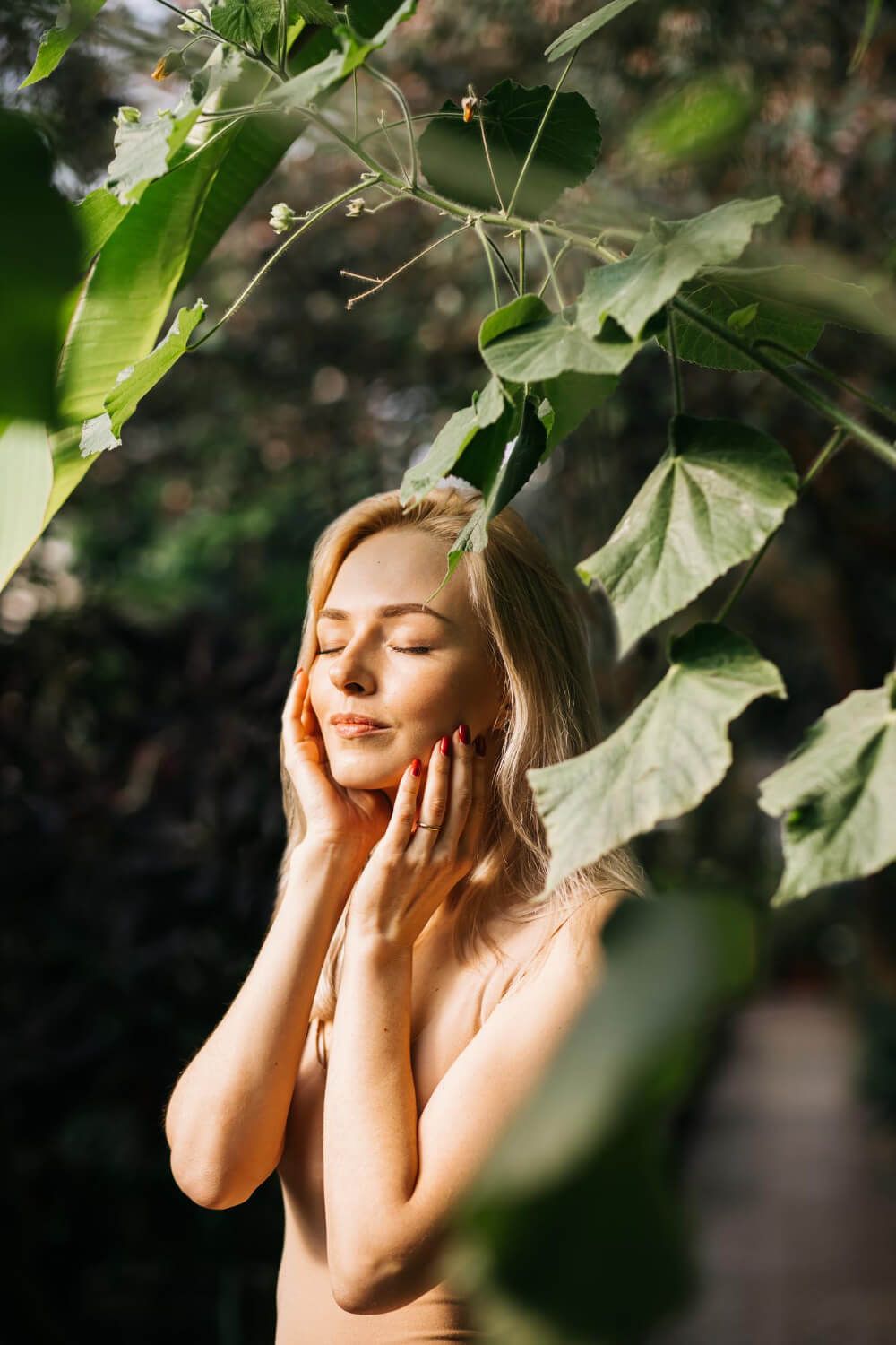 Happy person embracing nature's beauty