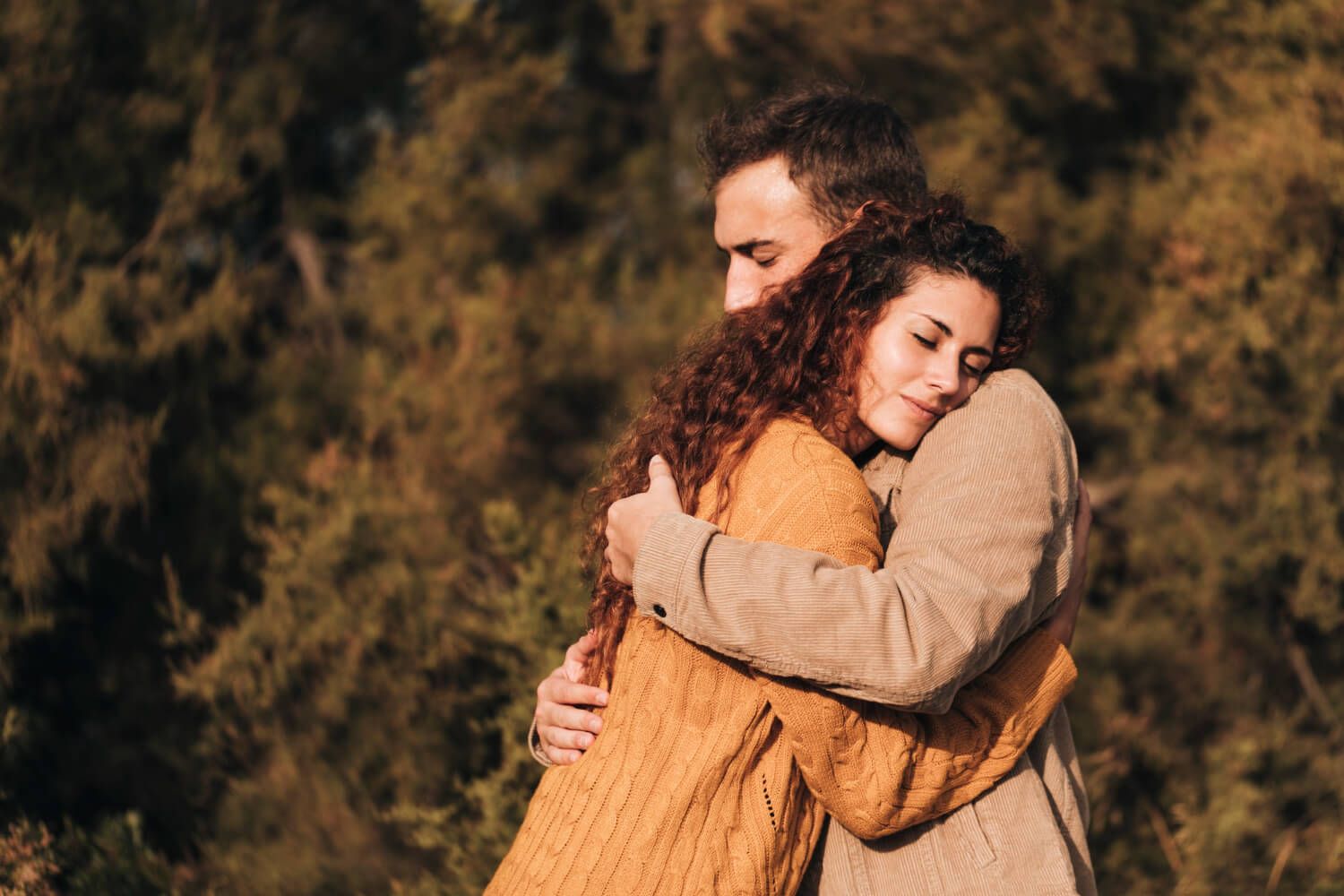 Loving couple embracing each other