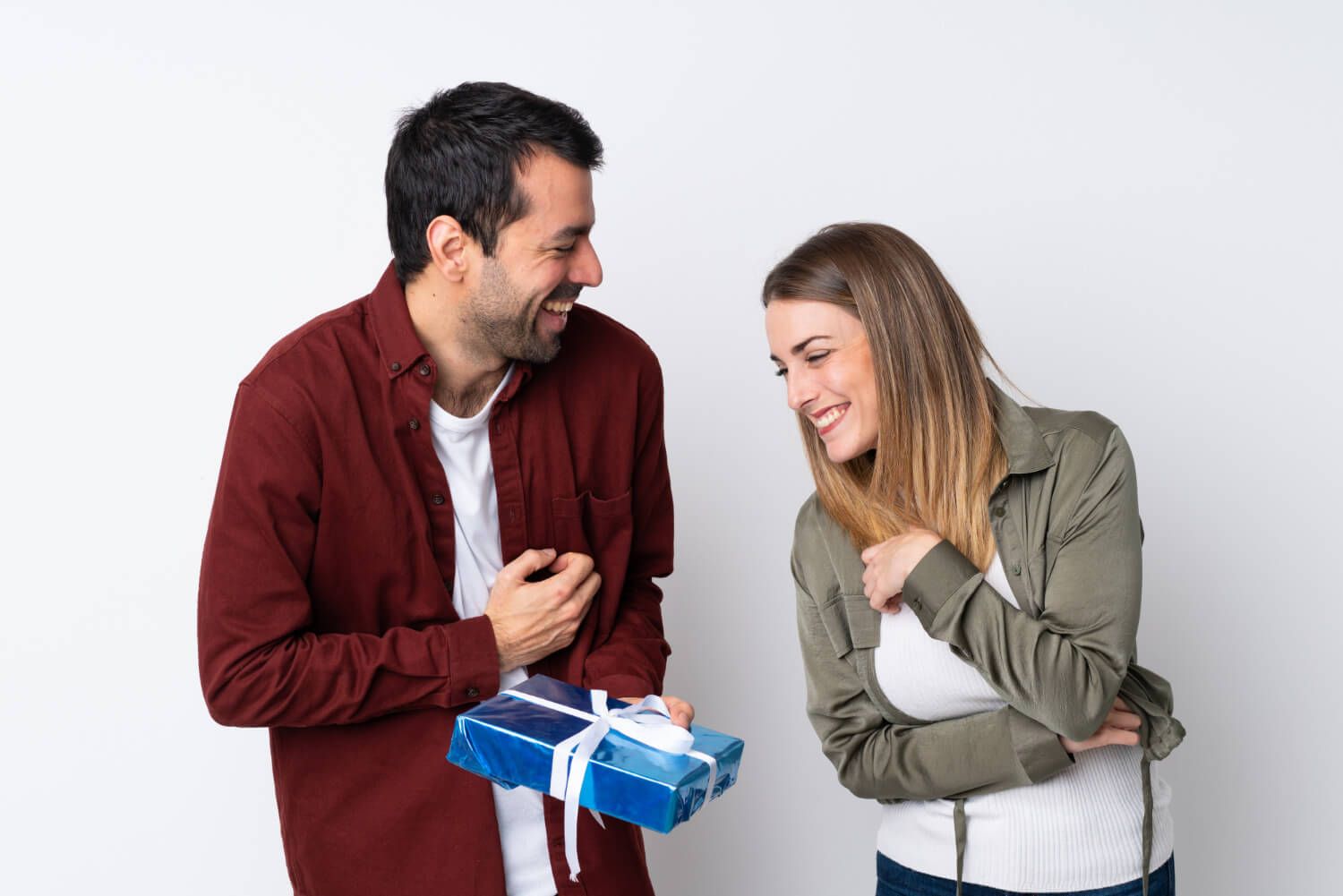 Person receiving a thoughtful gift from partner