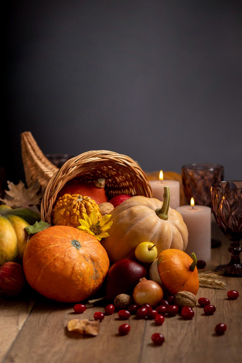 Pumpkin centered amidst autumn decor