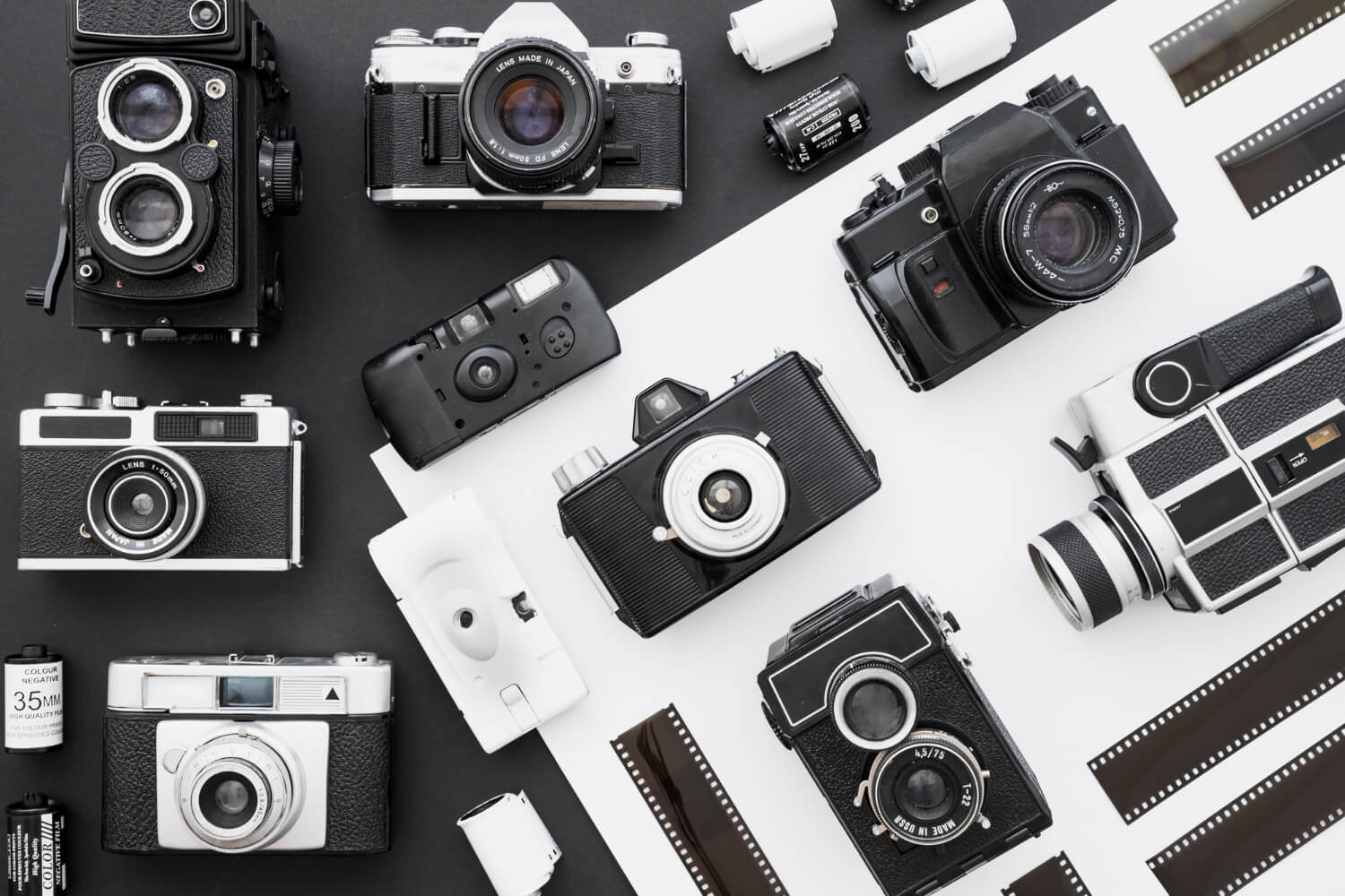 Various types of cameras from DSLR to compact and mobile