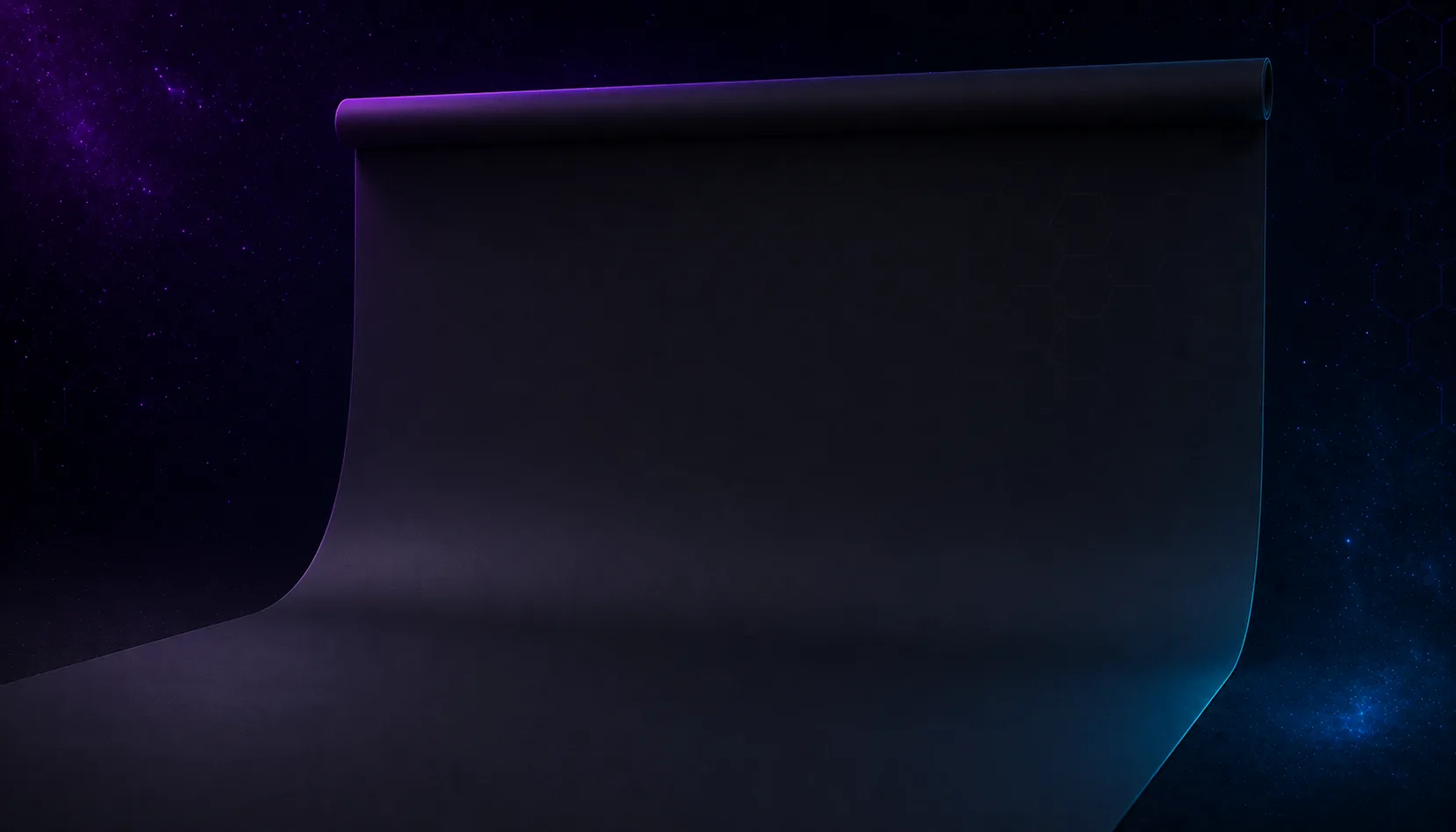 Matte black paper sweep with subtle hex gobo shadow