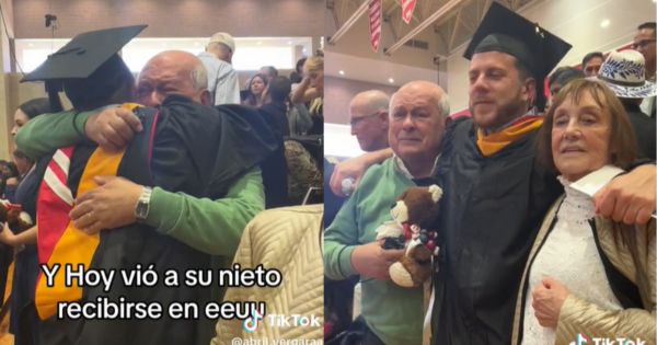 Adulto mayor llora de emoción tras ver a su nieto graduarse: "Te amamos, abuelito" (VIDEO)