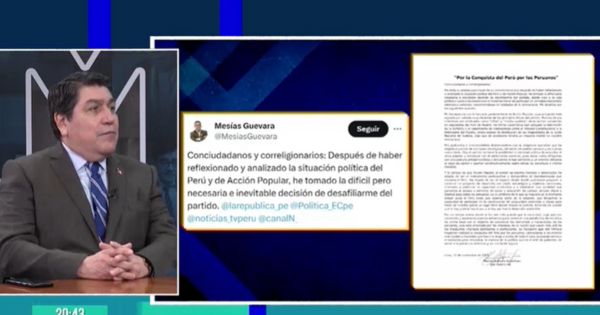 Portada: Augusto Cáceres: "Hace mucho tiempo que Mesías Guevara se apartó de la doctrina de Acción Popular"