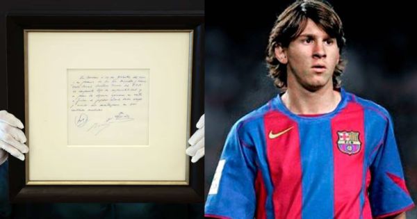 Servilleta en la que Messi firmó su primer contrato con Barcelona fue subastada en 890 mil euros