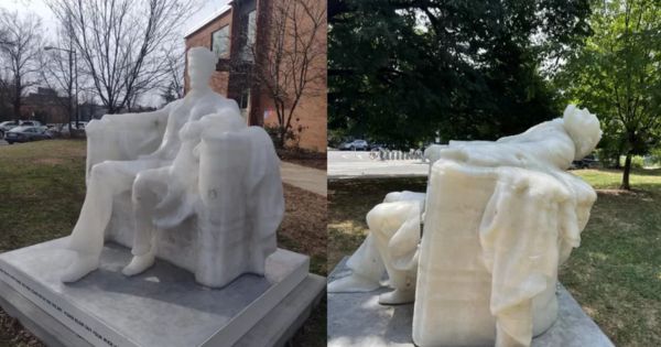 Ola de calor en Estados Unidos: estatua de cera de Abraham Lincoln se derritió