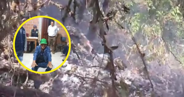 Amazonas: rondas campesinas detienen a sujeto que provocó incendio forestal cerca de la Catarata de Gocta