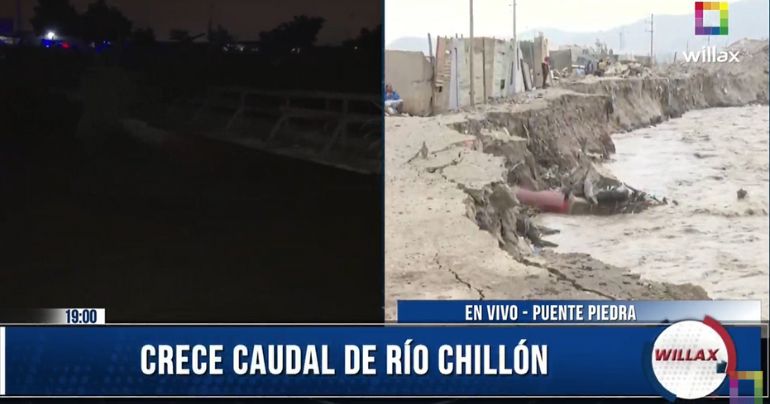 Portada: Willax Noticias desde Puente Piedra: crece caudal del río Chillón