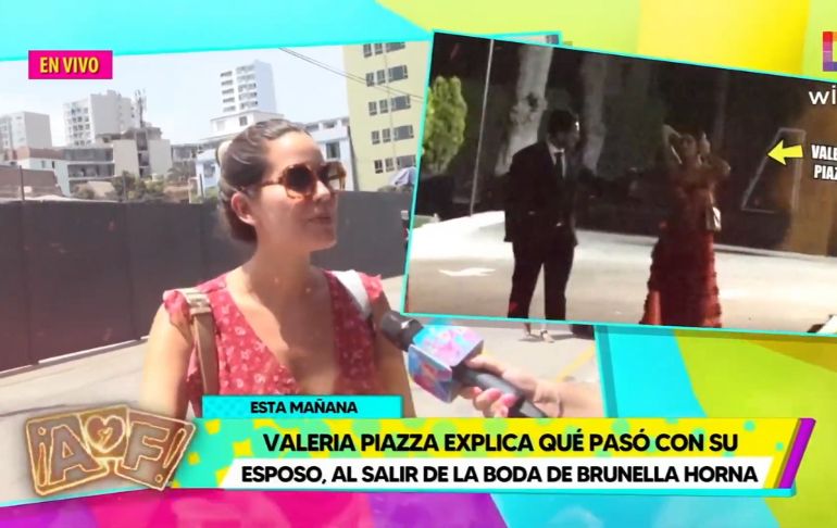 Valeria Piazza niega haber discutido con su esposo tras salir de boda de Brunella Horna