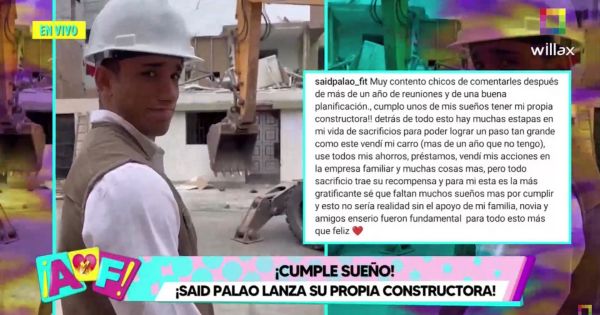 Said Palao lanza su propia constructora: "Vendí mi carro, usé mis ahorros, préstamos y mucho más"