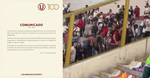 Universitario emite comunicado tras actos racistas de sus hinchas: "Estamos en proceso de identificación de las personas"