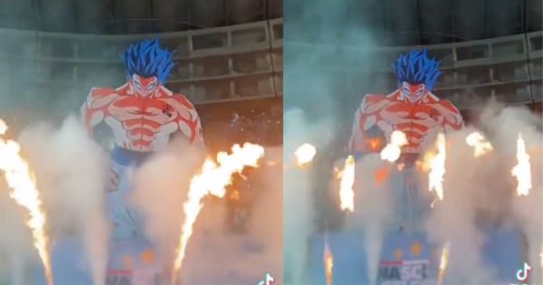 Portada: Sporting Cristal vs. Universitario: hinchas 'Celestes' alentaron a su equipo con un gran Tifo de Dragon Ball