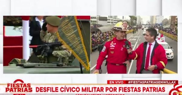 Portada: Fiestas Patrias: reportero de Willax llegó al Desfile Cívico Militar en camión de Bomberos