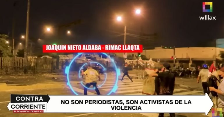 Protestas en Lima: supuesto "periodista alternativo" ataca con piedras a la policía