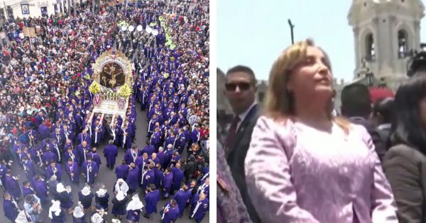 Dina Boluarte participó en segundo recorrido procesional del Señor de los Milagros: "Pedí paz"