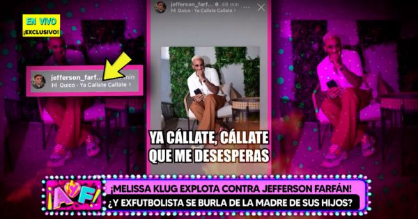 Jefferson Farfán publica foto riéndose tras declaraciones de Melissa Klug: "Cállate que me desesperas"