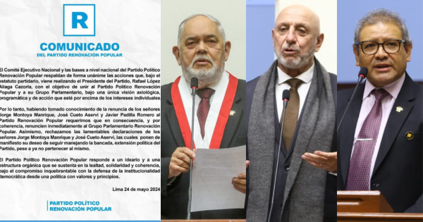 Portada: Renovación Popular pide a Jorge Montoya, José Cueto y Javier Padilla renunciar a la bancada