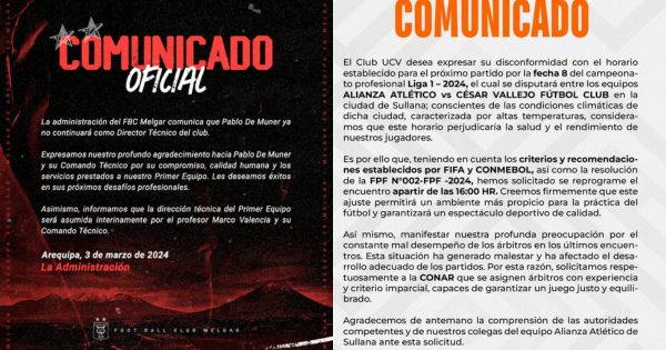 Portada: Cienciano y César Vallejo en contra de la programación de partidos en Sullana a partir de la 1:15 de la tarde